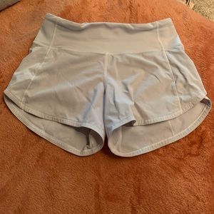 highwasited white lululemon speed up shorts!